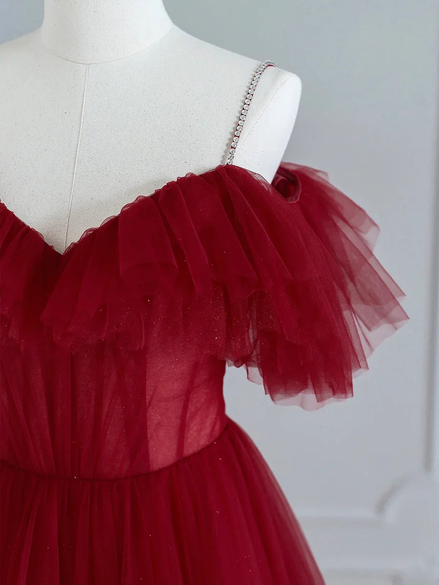 Schwarzes Ballkleid in Teelänge mit V-Ausschnitt, Spaghettiträgern, süßes Abend- und Partykleid in A-Linie nv1636