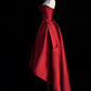 Burgunderrotes Satin High Low Ballkleid Süßes A-Linien-Partykleid mit schulterfreiem Rücken Abendkleid Homecoming-Kleid nv2159