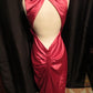 Robe de soirée élégante rose à bretelles, longue, dos nu, en satin, longueur au sol, traîne, robe de bal formelle, robe de soirée, nv3660