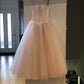 Robe de soirée longue en tulle rose, mignonne et tendance, coupe trapèze, bretelles spaghetti, perles exquises, robe de bal formelle, robe de soirée, robe de retour, nv3685