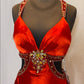 Rotes wunderschönes glänzendes modisches, exquisites, rückenfreies, langes, elegantes Ballkleid aus Satin mit bodenlanger Schleppe, NV3641