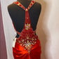 Rotes wunderschönes glänzendes modisches, exquisites, rückenfreies, langes, elegantes Ballkleid aus Satin mit bodenlanger Schleppe, NV3641