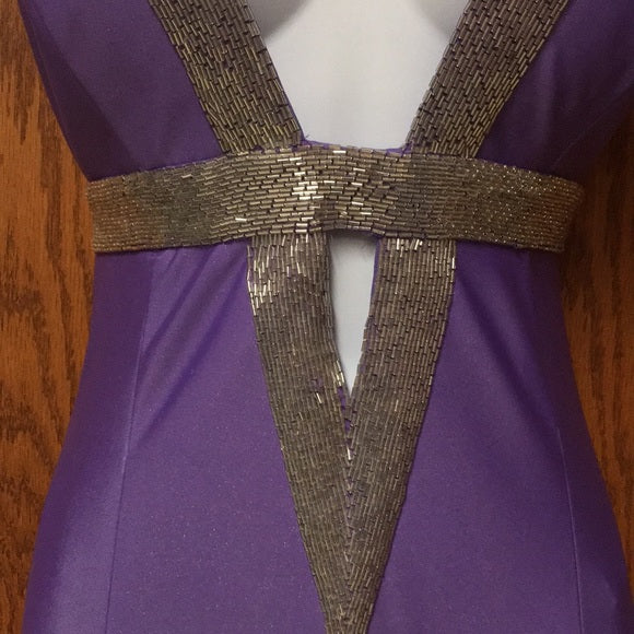 Robe de soirée longue en satin violet, élégante, col en V, bretelles croisées, style vintage, nv3710