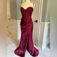 Burgund elegante mode neuankömmling exquisite korsett lange satin bodenlangen sexy schlitz ballkleid abendkleid partykleid nv3647