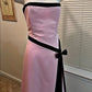 Robe de soirée longue en satin rose vintage élégante avec ruban, nv3564
