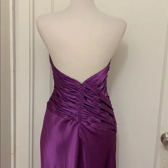 Robe de soirée longue en satin violet, style vintage, simple et formelle, nv3622