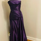 Robe de soirée longue en satin violet, élégante et vintage, nv3570