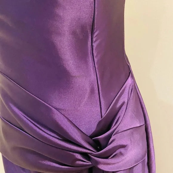 Robe de soirée longue en satin violet, élégante et vintage, nv3570