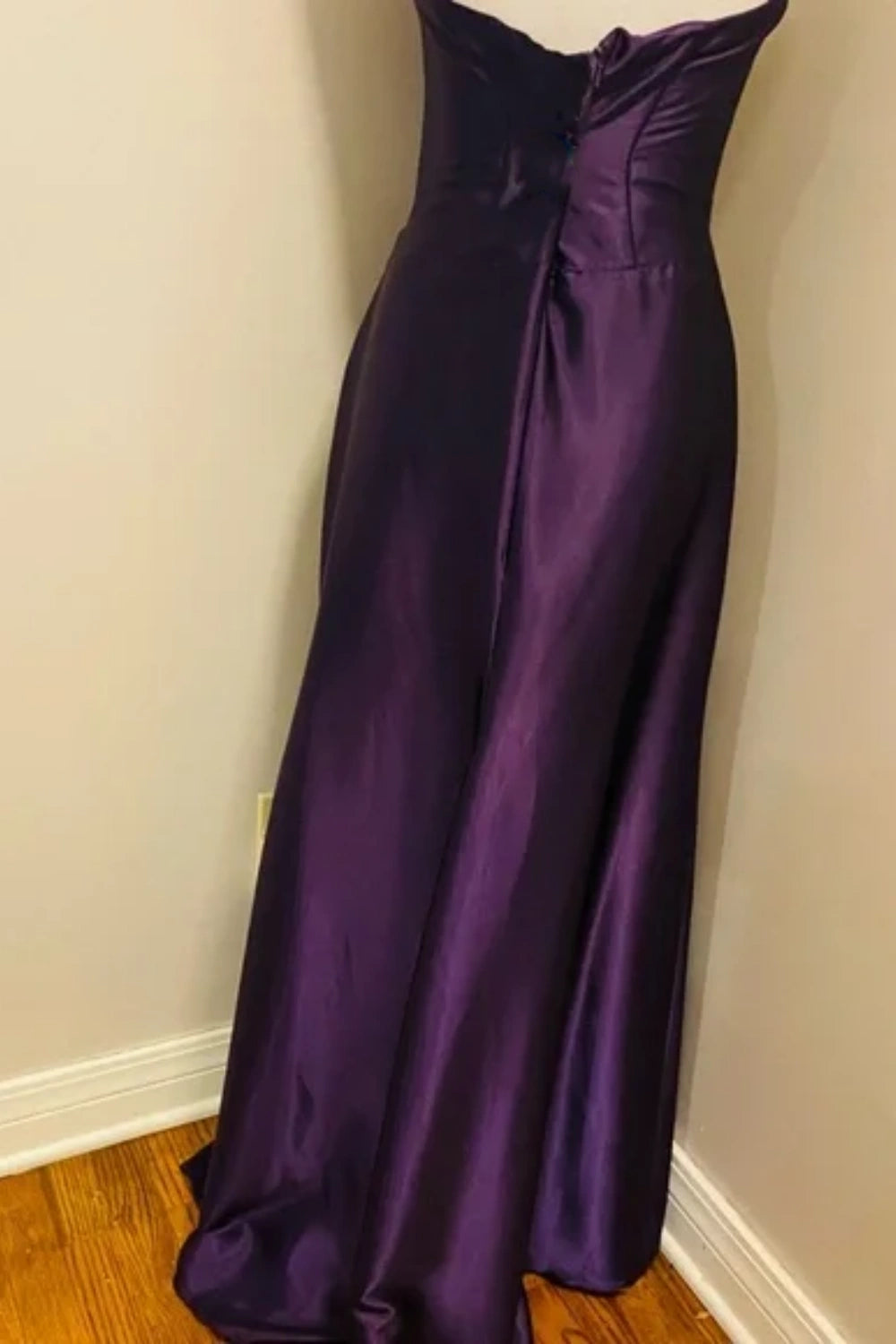 Robe de soirée longue en satin violet, élégante et vintage, nv3570