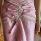 Robe de soirée longue en taffetas rose, magnifique et exquise, ornée de perles, nv3659