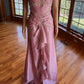 Robe de soirée longue en taffetas rose, magnifique et exquise, ornée de perles, nv3659