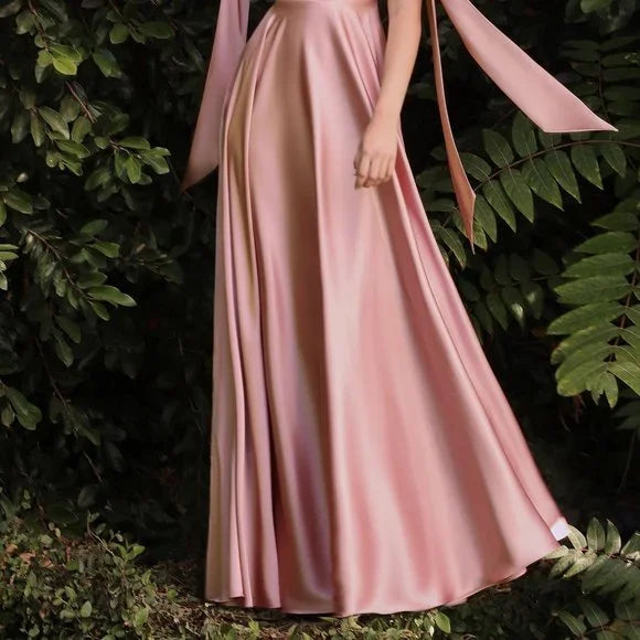Robe de soirée longue en satin rose/jaune, élégante, épaules dénudées, sans manches, coupe trapèze, robe de bal, robe d'anniversaire, robe de bal, robe de remise de diplôme, robe de demoiselle d'honneur, nv4006