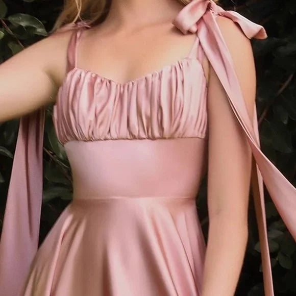 Robe de soirée longue en satin rose/jaune, élégante, épaules dénudées, sans manches, coupe trapèze, robe de bal, robe d'anniversaire, robe de bal, robe de remise de diplôme, robe de demoiselle d'honneur, nv4006