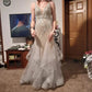 Robe de soirée en tulle à volants, magnifique robe de soirée brillante, col en V, perles exquises, longueur au sol, couleur champagne, robe de bal, robe de soirée nv3620