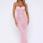 Pink Shiny Fashion Elegant Long Mermaid Slim Sequin Ball Gown Evening Dress Party Dress nv3523