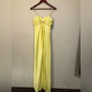 Yellow solid color fashion elegant sleeveless long satin floor length ball gown evening dress party dress nv3721