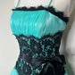 Robe de soirée courte en dentelle vintage bleue, robe d'anniversaire nv4492