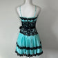 Robe de soirée courte en dentelle vintage bleue, robe d'anniversaire nv4492