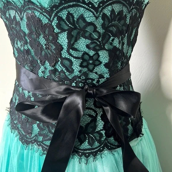 Robe de soirée courte en dentelle vintage bleue, robe d'anniversaire nv4492