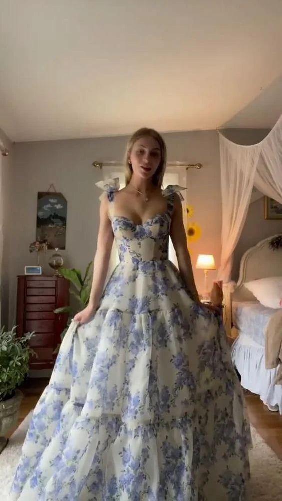 Wunderschönes, florales Chiffon-elegantes langes Ballkleid, Abendkleid, Partykleid, NV37