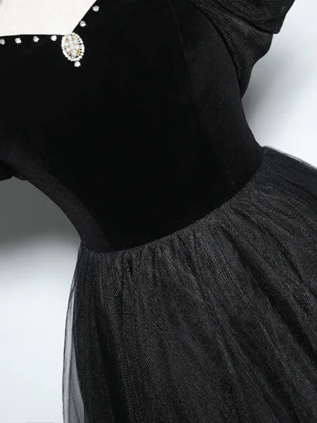 Robe de bal noire chic et magnifique en perles et strass, coupe trapèze/princesse, col haut, sans manches, dos nu, longueur au sol/longue, robe de soirée formelle, nv2643