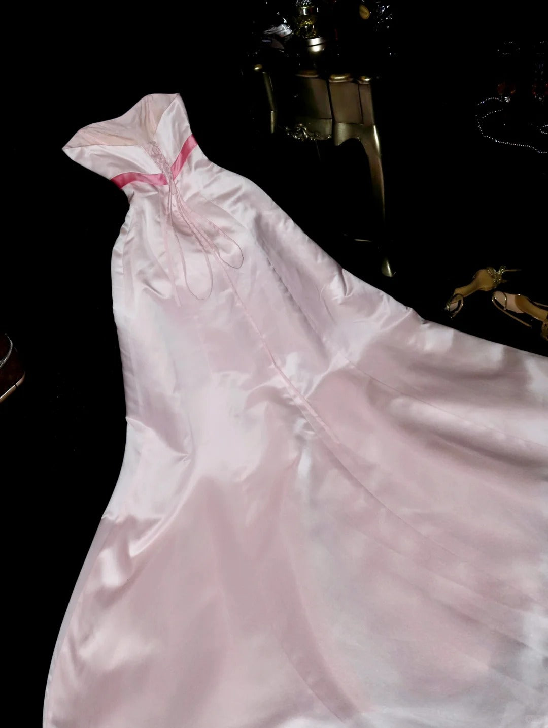 Robe de soirée longue en satin rose, simple et tendance, robe de bal, robe de soirée, nv4313