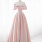 Robe de soirée longue en satin rose simple et élégante nv1909