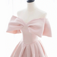 Robe de soirée longue en satin rose simple et élégante nv1909