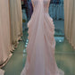 Robe de soirée rose élégante à épaules dénudées et à volants, longueur au sol, décolleté en cœur, robe de bal rose, longueur au sol, nv2052