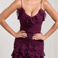 Robe de soirée élégante en mousseline de soie violette, longue, à volants, bretelles spaghetti, robe de soirée, robe de soirée, robe d'invitée de mariage, robe de bal, nv3826