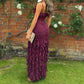 Robe de soirée élégante en mousseline de soie violette, longue, à volants, bretelles spaghetti, robe de soirée, robe de soirée, robe d'invitée de mariage, robe de bal, nv3826