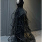 Black Shiny Elegant A-line Floor-length Sequined Ball Gown Evening Dress Prom Dress nv3949