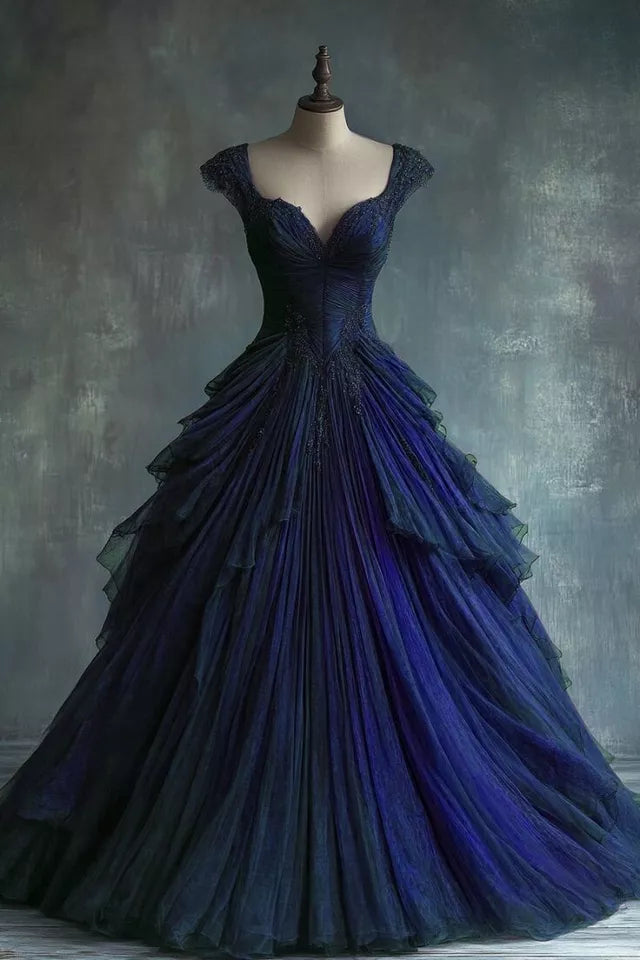 Purple/green/blue/red/black gorgeous fashion shiny long tulle ball gown nv3357