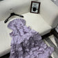 Schulterfreies, gewelltes, gestuftes Mini-Partykleid, Geburtstags-Outfit, Abendkleid, Ballkleid nv2049