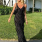 Black Fashion Elegant Ruffle Long Mermaid Slim Tulle Ball Gown Evening Dress Wedding Guest Party Dress nv3212