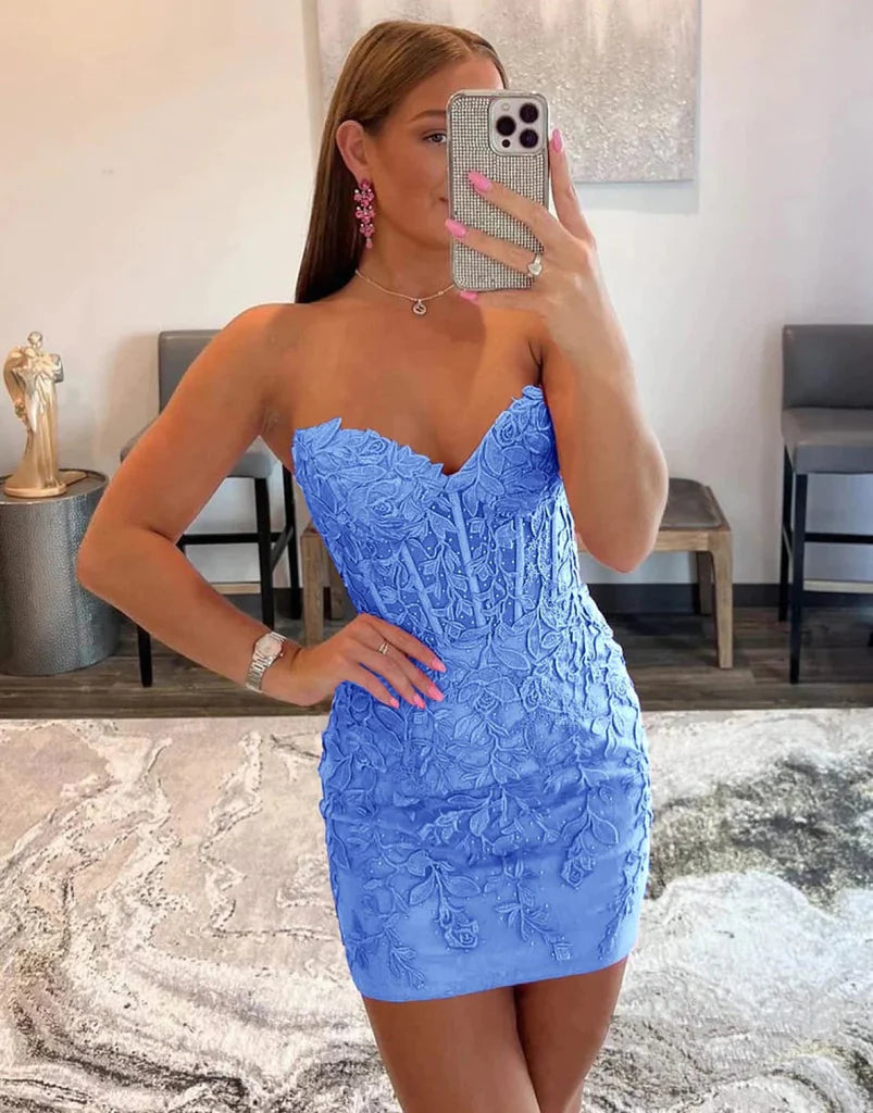 Schwarz/gelb/rot/rosa/blau modisches, schickes, exquisites Spitzen-Kurzkleid für die Heimkehr, Ballkleid, Partykleid, NV919