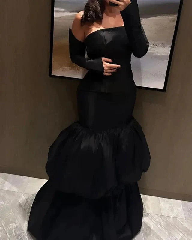 Robe de soirée longue noire sexy sirène nv2044