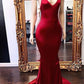 Rot/Lila Mode Sexy V-Ausschnitt Spaghettiträger Lange Rückenfreie Krawatte Meerjungfrau Fit Bodenlangen Ballkleid Abendkleid Partykleid nv3668