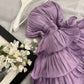 Schulterfreies, gewelltes, gestuftes Mini-Partykleid, Geburtstags-Outfit, Abendkleid, Ballkleid nv2049