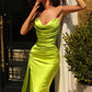 Robe de soirée longue en satin jaune, sexy, col en V, épaules dénudées, robe de bal formelle, nv125