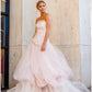 Light pink tulle elegant long ball gown evening dress bridal shower guest dress nv268