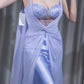 Robe de soirée longue en mousseline de soie violette ornée de perles nv5130