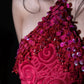 Rosa Blumen Pailletten Lange Chiffon Ballkleid Abendkleid Partykleid nv5129