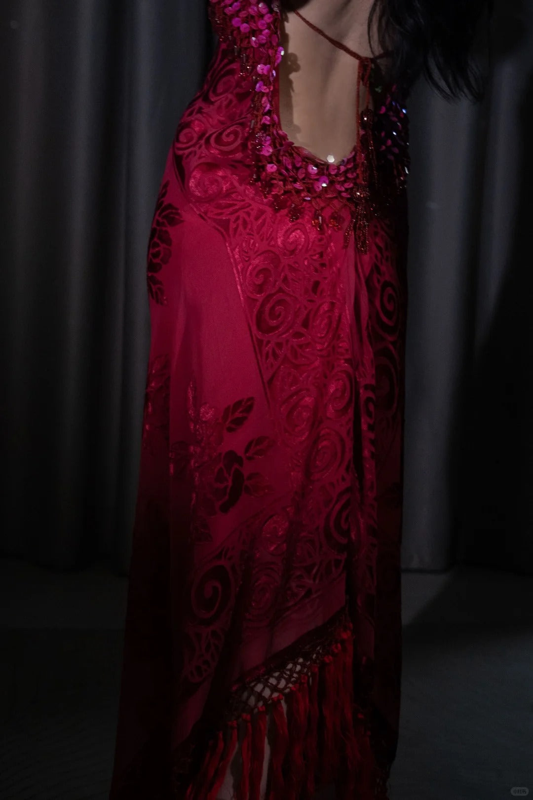 Rosa Blumen Pailletten Lange Chiffon Ballkleid Abendkleid Partykleid nv5129