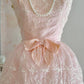 Robe de soirée rose rétro élégante brodée avec boutons de fleurs, taille longue, tulle, velours, nœud, jupe gâteau, robe de bal, robe de bal nv4087