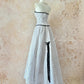 Robe de soirée en mousseline de soie, robe de bal, robe de cérémonie, anniversaire, adulte, robe de soirée, robe trapèze, jupe trapèze, nœud papillon, longue, longueur au sol, noir et blanc, à pois, rétro, NV4092