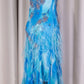 Robe de soirée longue en mousseline de soie à perles bleues nv5128