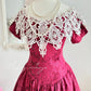 Robe de soirée longue en satin rose rétro élégante à motif floral camélia rouge, robe de bal exquise en dentelle, robe de soirée nv4099
