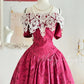 Robe de soirée longue en satin rose rétro élégante à motif floral camélia rouge, robe de bal exquise en dentelle, robe de soirée nv4099