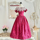 Robe de soirée longue en satin rose rétro élégante à motif floral camélia rouge, robe de bal exquise en dentelle, robe de soirée nv4099